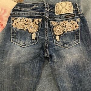 Miss Me Girls Jean shorts with Floral Embroidery